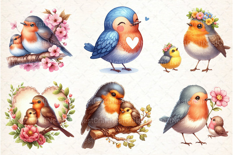 Robin Mother's Day Clipart Bundle - CraftNest - Digital Crafting and Art
