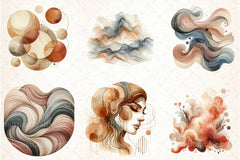 Modern Abstract Boho Art Clipart Bundle - CraftNest - Digital Crafting and Art