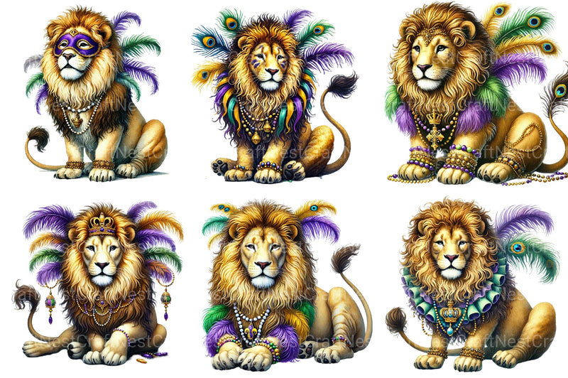 Mardi Gras Lion Clipart Bundle - CraftNest - Digital Crafting and Art