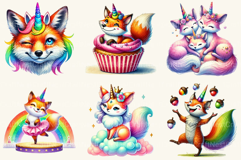 Unicorn Fox Clipart Bundle - CraftNest - Digital Crafting and Art