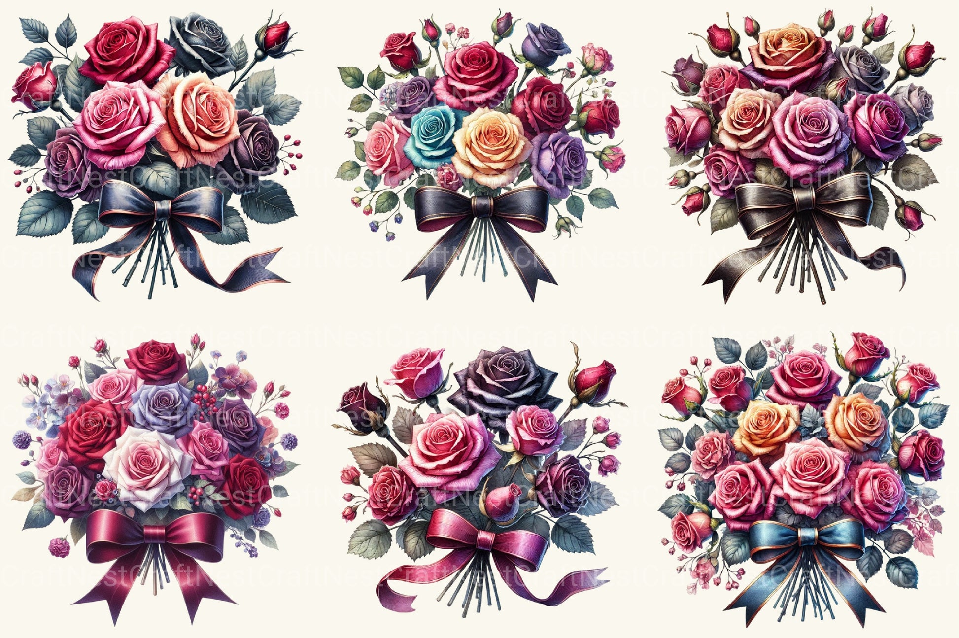 Valentine Gothic Roses Clipart Bundle 3 - CraftNest - Digital Crafting and Art