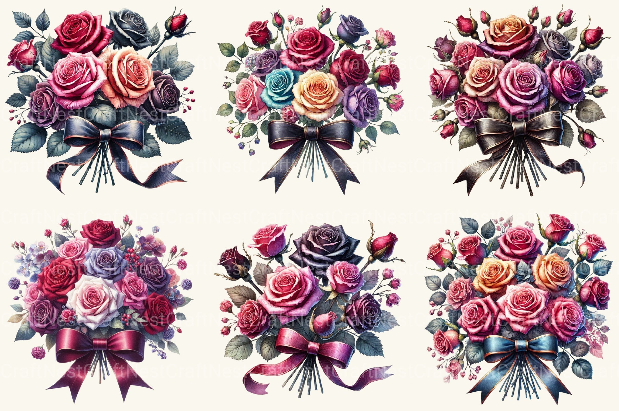 Valentine Gothic Roses Clipart Bundle 3 - CraftNest - Digital Crafting and Art