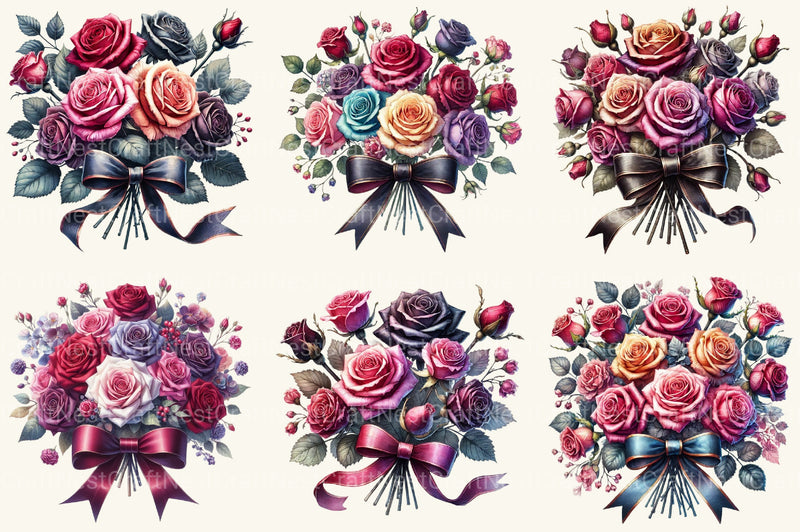 Valentine Gothic Roses Clipart Bundle 3 - CraftNest - Digital Crafting and Art