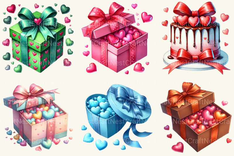 Valentine Gift Box Clipart Bundle - CraftNest - Digital Crafting and Art