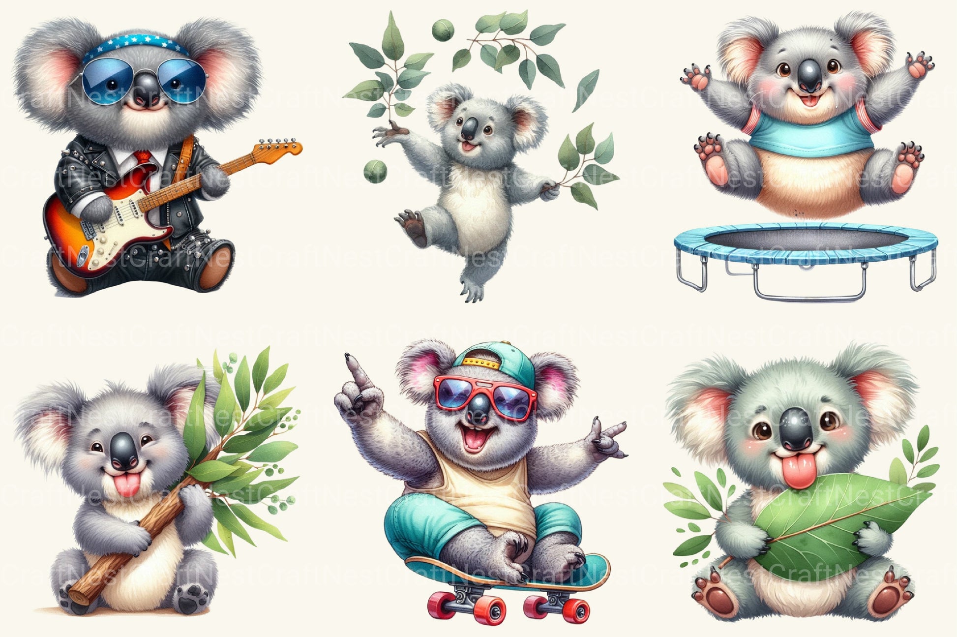 Funny Koala Clipart Bundle - CraftNest - Digital Crafting and Art