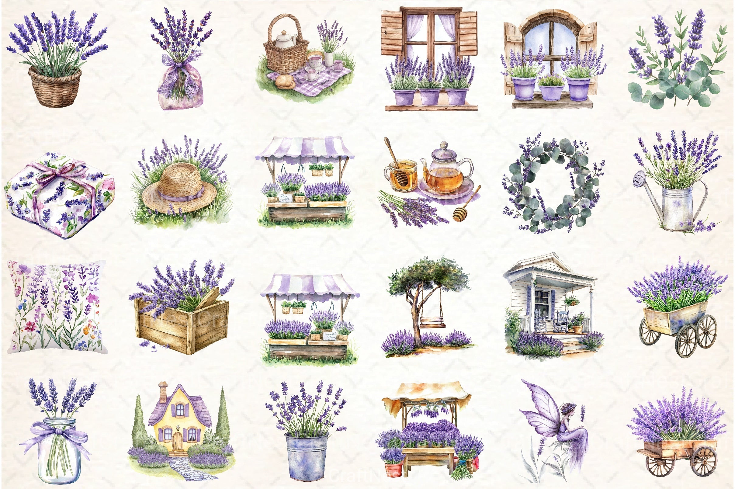 Countryside Lavender Clipart Bundle 1 - CraftNest - Digital Crafting and Art