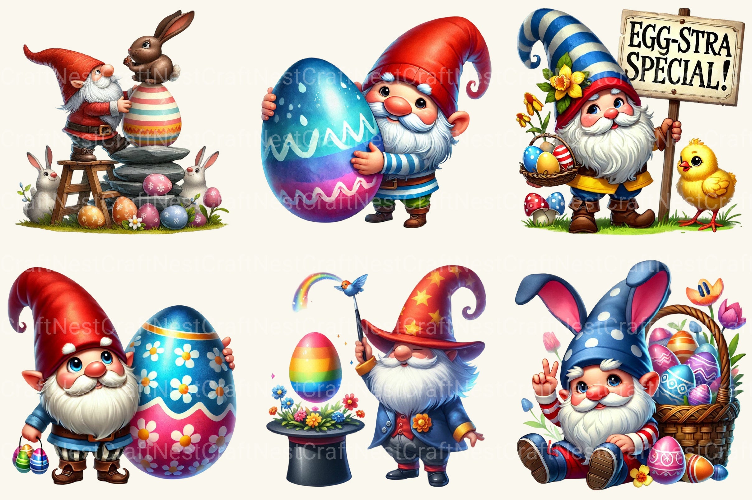 Easter Gnome Clipart Bundle 7 - CraftNest - Digital Crafting and Art