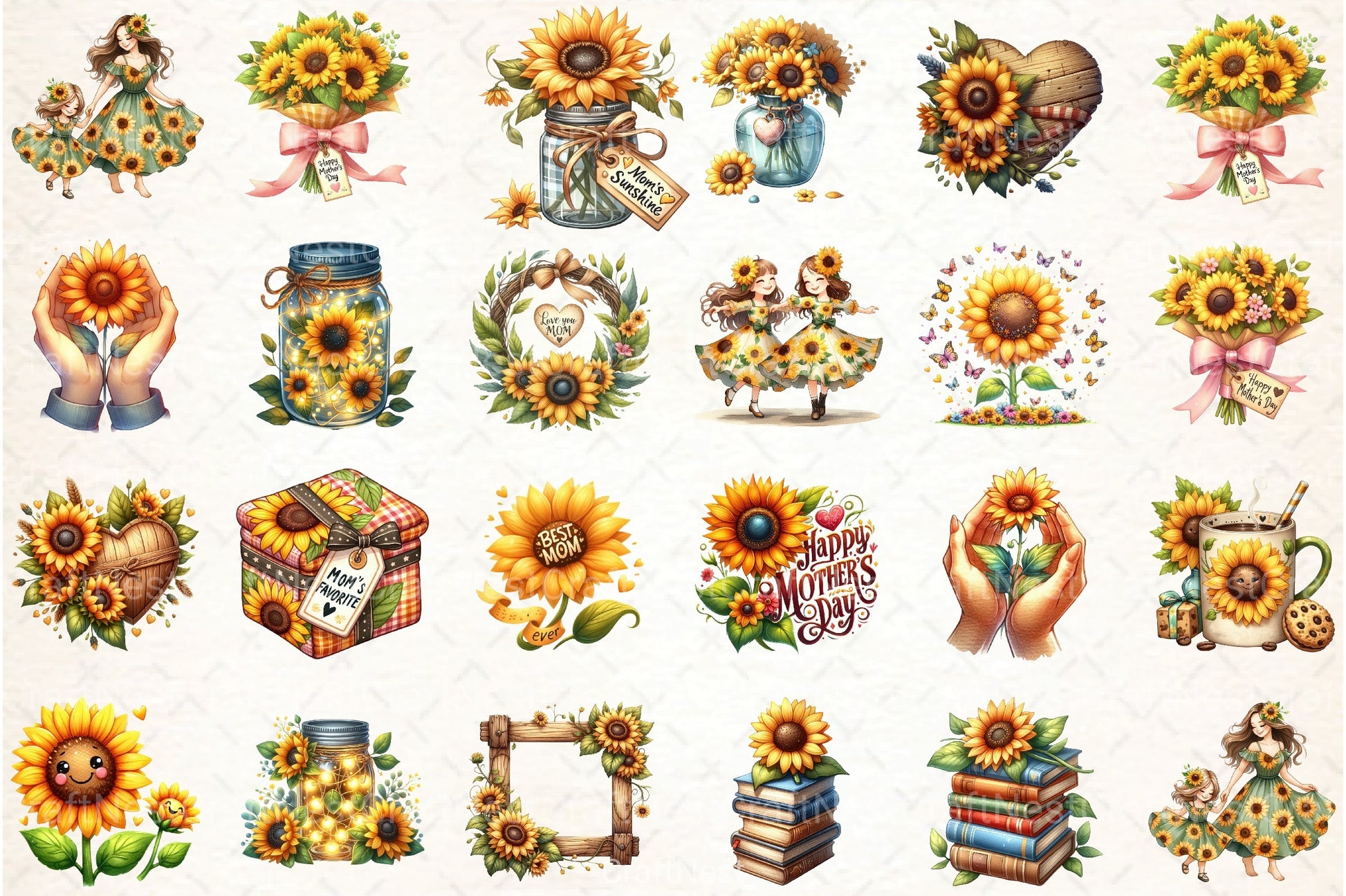 Sunflower Mother's Day Clipart Bundle 19 - CraftNest - Digital Crafting and Art