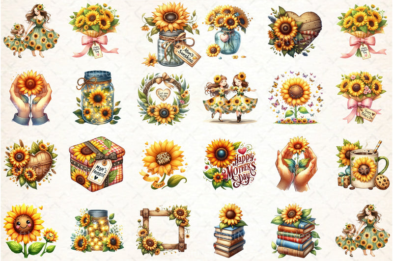 Sunflower Mother's Day Clipart Bundle 19 - CraftNest - Digital Crafting and Art