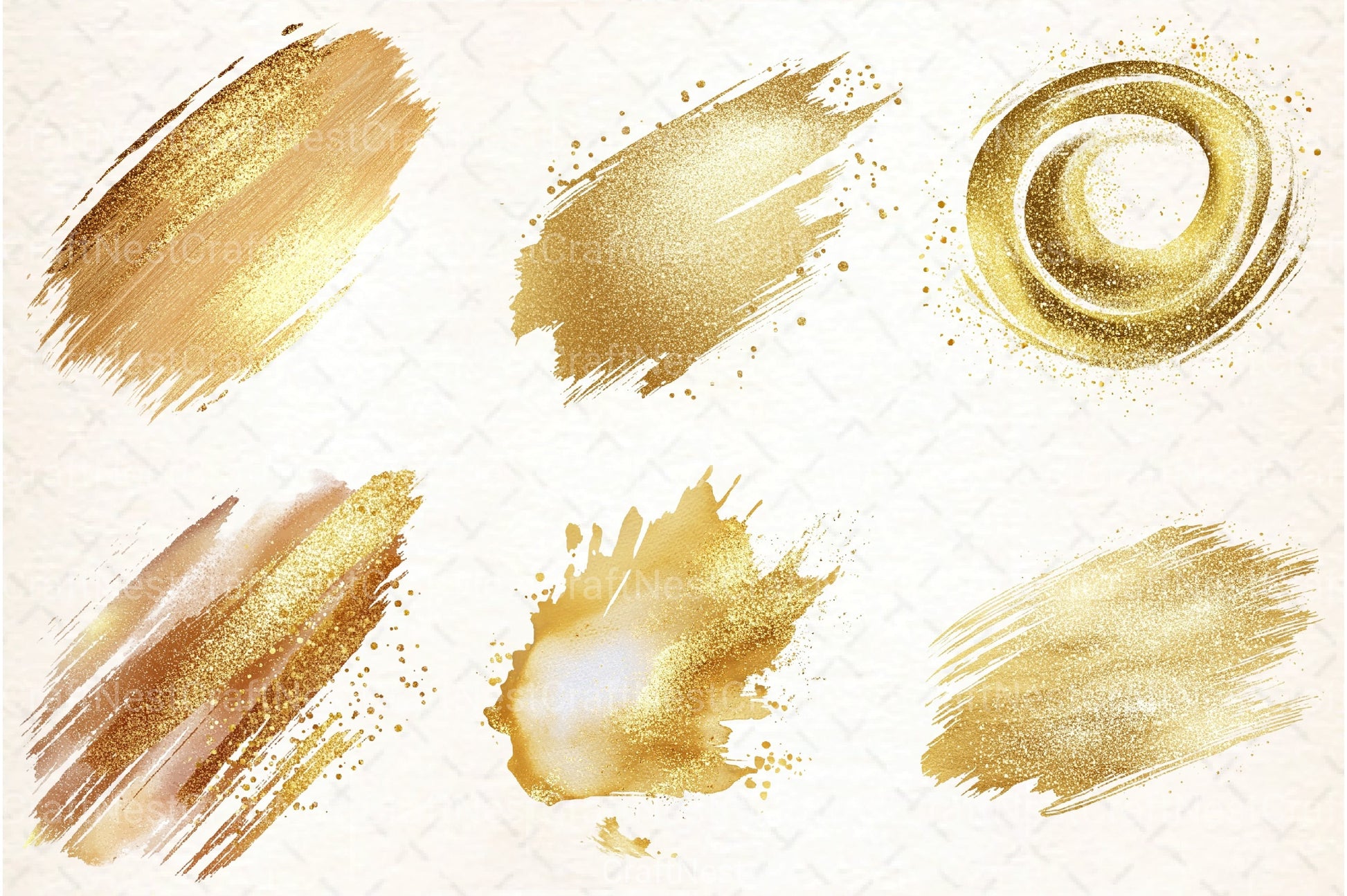 Gold Glitter Paint Elements Clipart Bundle - CraftNest - Digital Crafting and Art