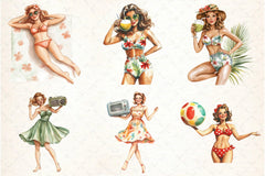 Summer Pin Up Girl Clipart Bundle - CraftNest - Digital Crafting and Art