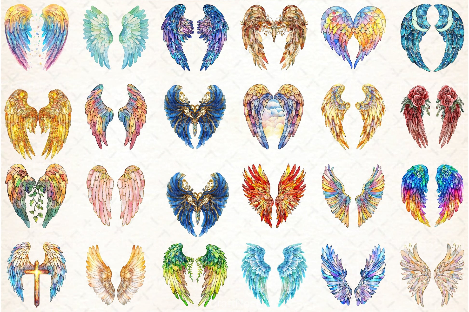 Stained Glass Angel Wings Clipart Bundle 4 - CraftNest - Digital Crafting and Art