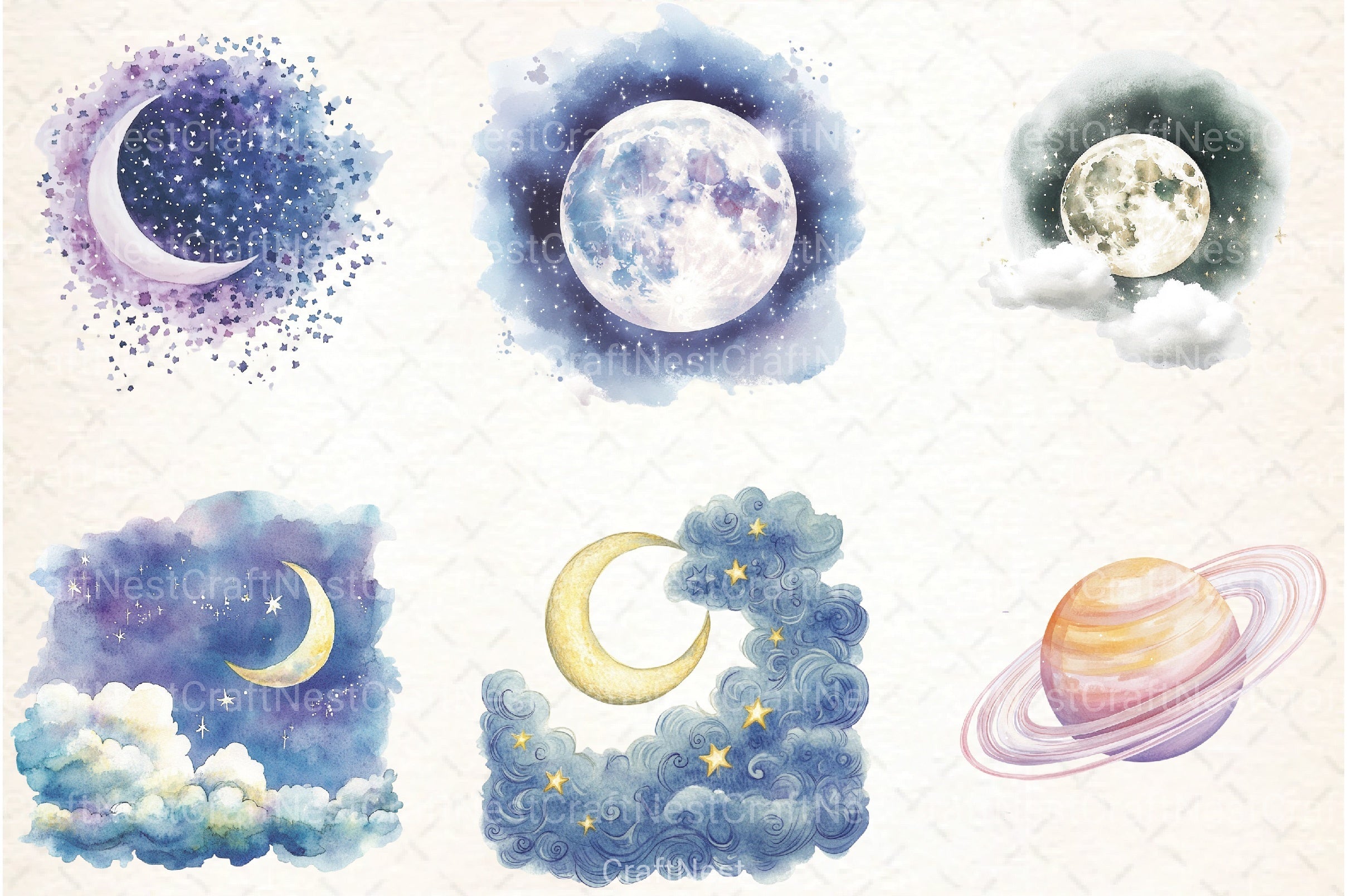 Whimsical Celestial Clipart Bundle - CraftNest - Digital Crafting and Art
