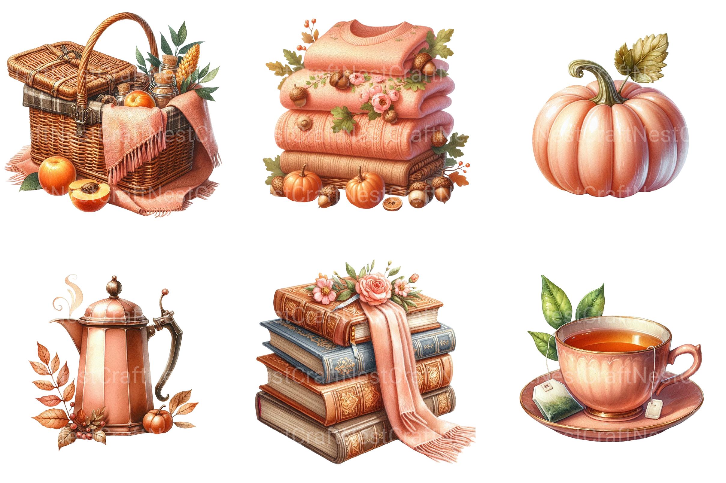 Peach Colored Autumn Clipart - CraftNest - Digital Crafting and Art