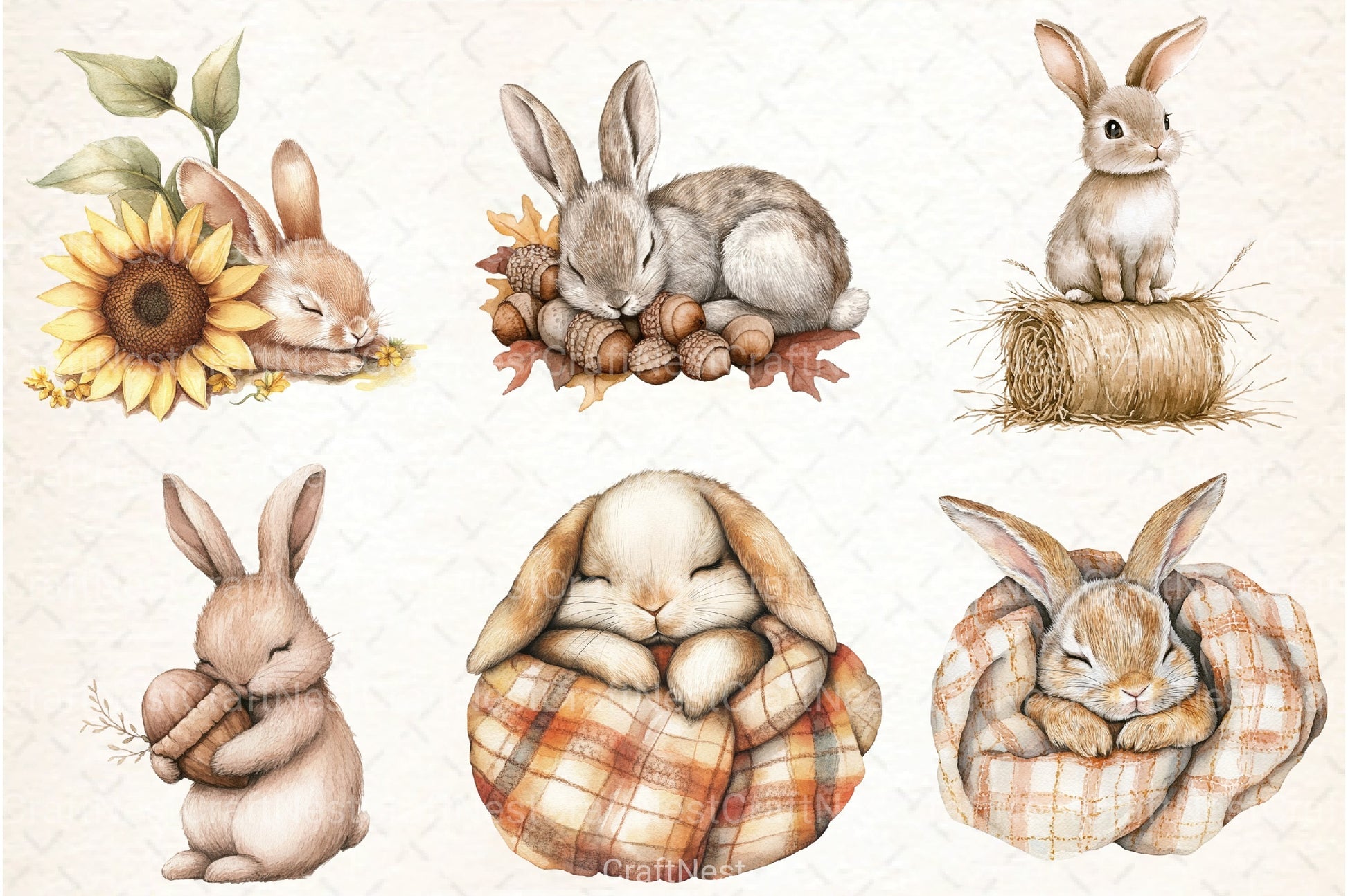 Cute Autumn Bunny Clipart Bundle 77 - CraftNest - Digital Crafting and Art
