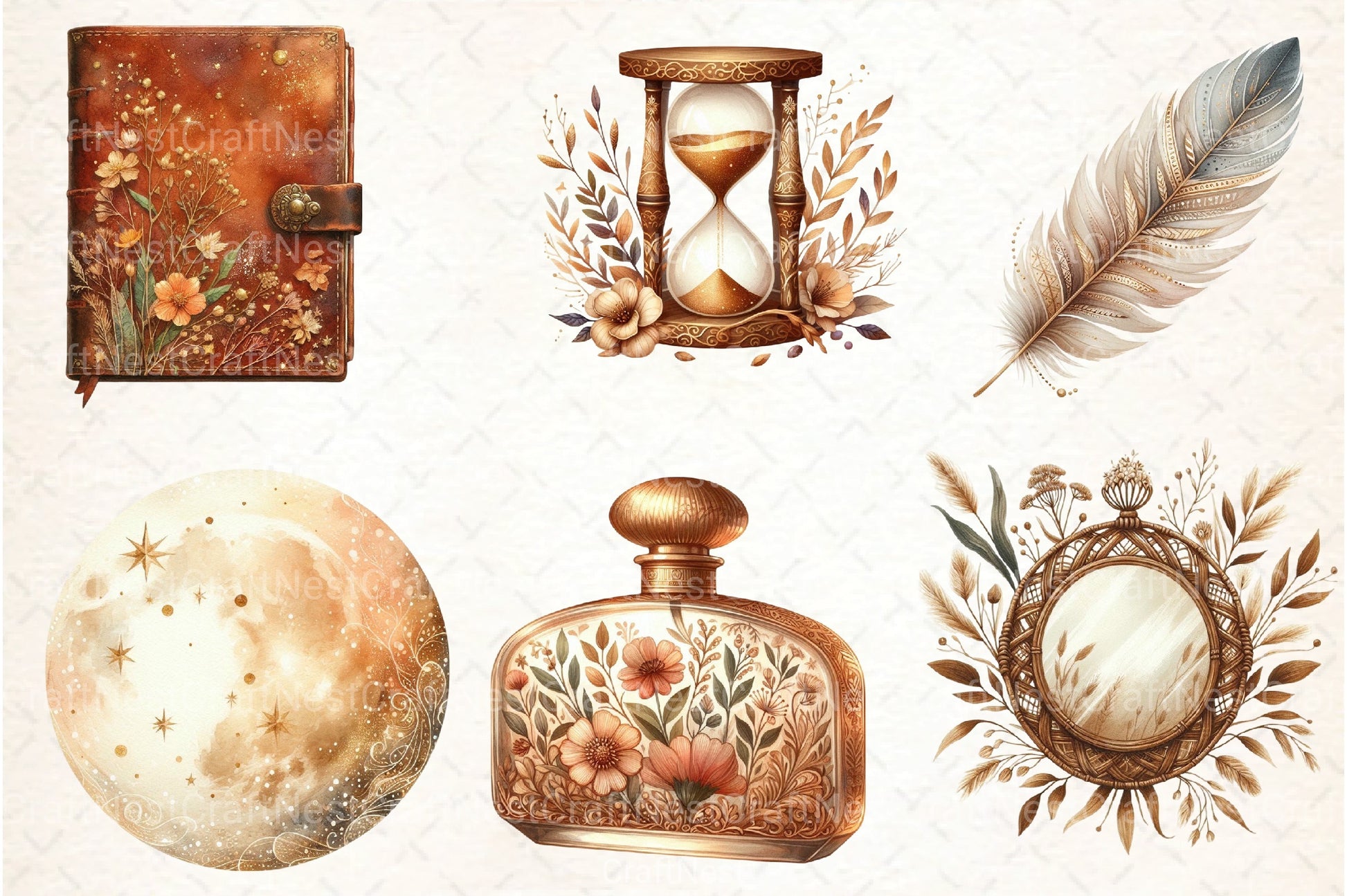 Boho Vibes Vintage Elements Clipart Bundle - CraftNest - Digital Crafting and Art