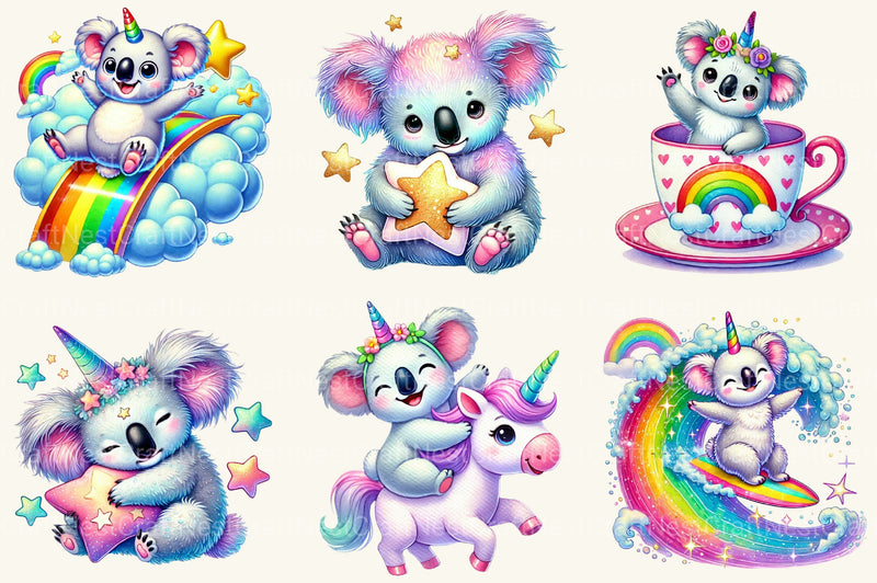 Unicorn Koala Clipart Bundle - CraftNest - Digital Crafting and Art