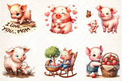 Pig Mother's Day Clipart Bundle - CraftNest - Digital Crafting and Art