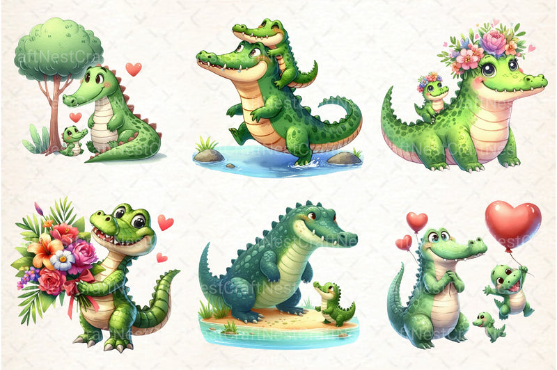 Crocodile Mother's Day Clipart Bundle - CraftNest - Digital Crafting and Art
