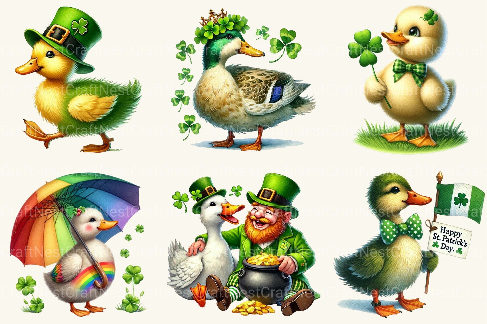 St Patrick's Ducks Clipart Bundle - CraftNest - Digital Crafting and Art
