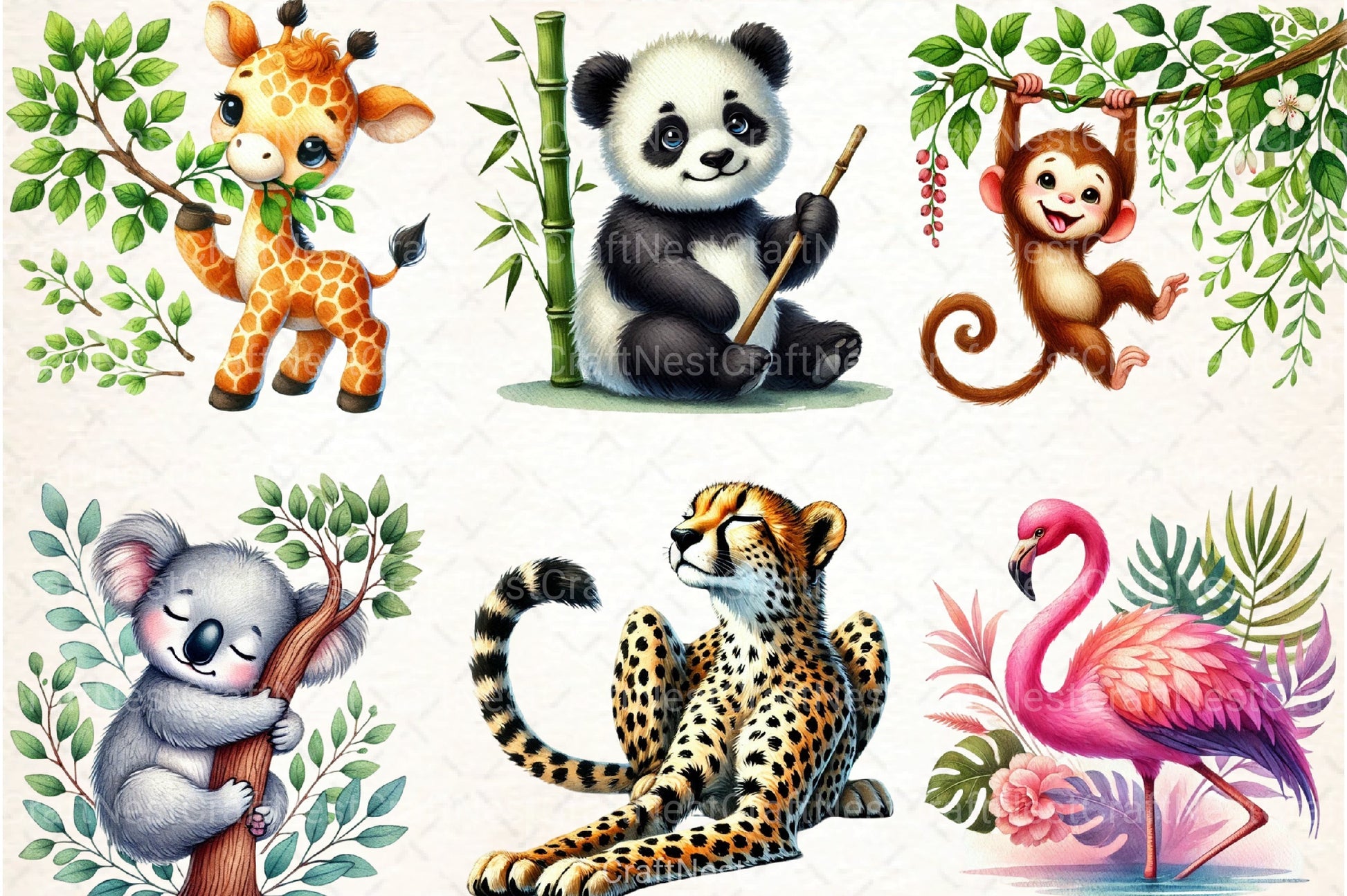 Cute Animals Clipart Bundle 8 - CraftNest - Digital Crafting and Art