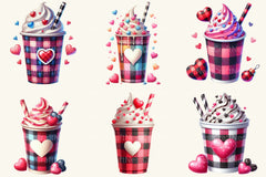 Valentine Plaid Coffee Cup Clipart Bundle - CraftNest - Digital Crafting and Art