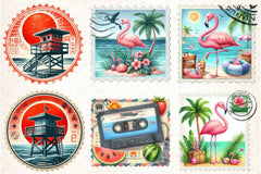 Retro Summer Postage Clipart Bundle - CraftNest - Digital Crafting and Art