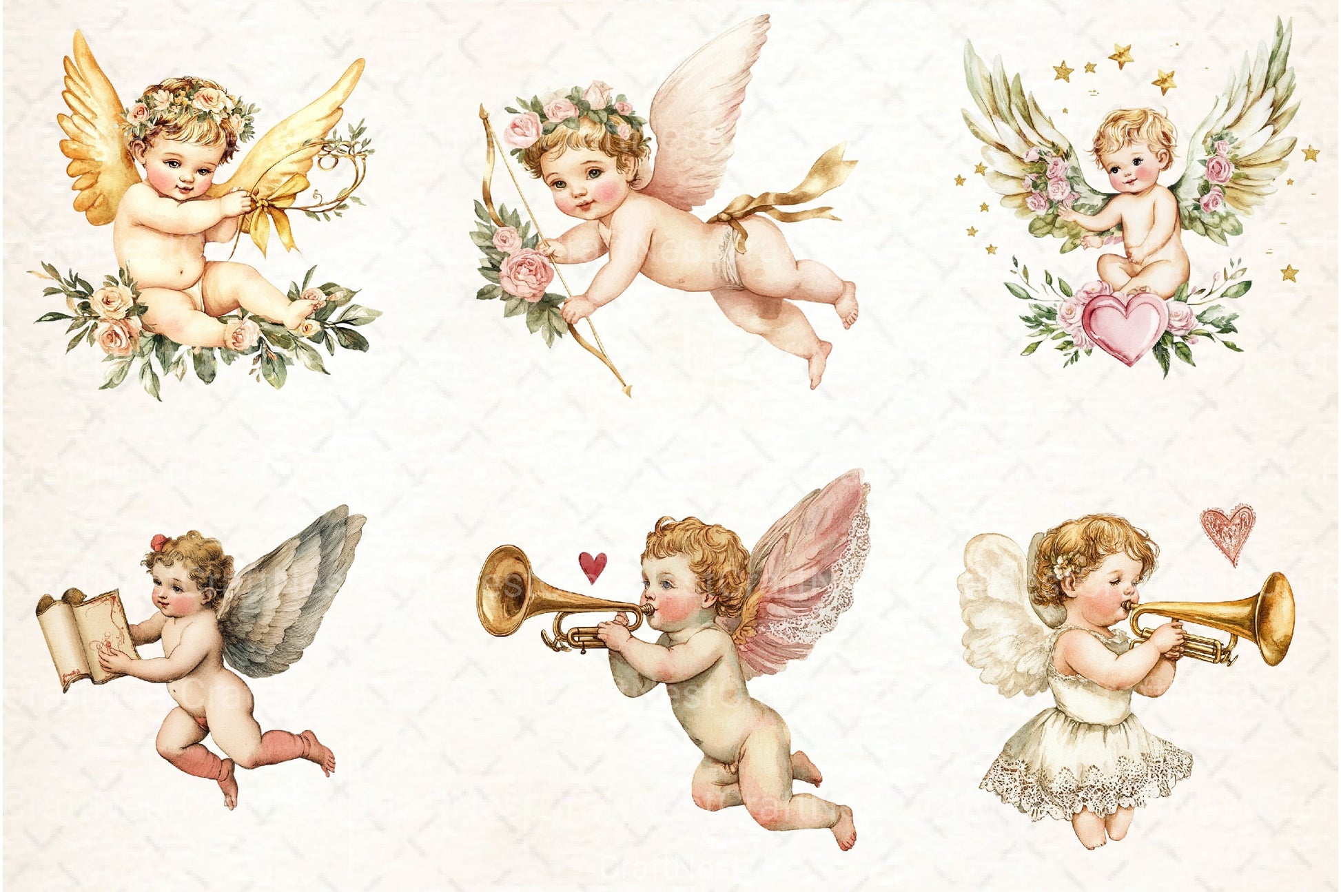 Vintage Cupid Clipart Bundle - CraftNest - Digital Crafting and Art