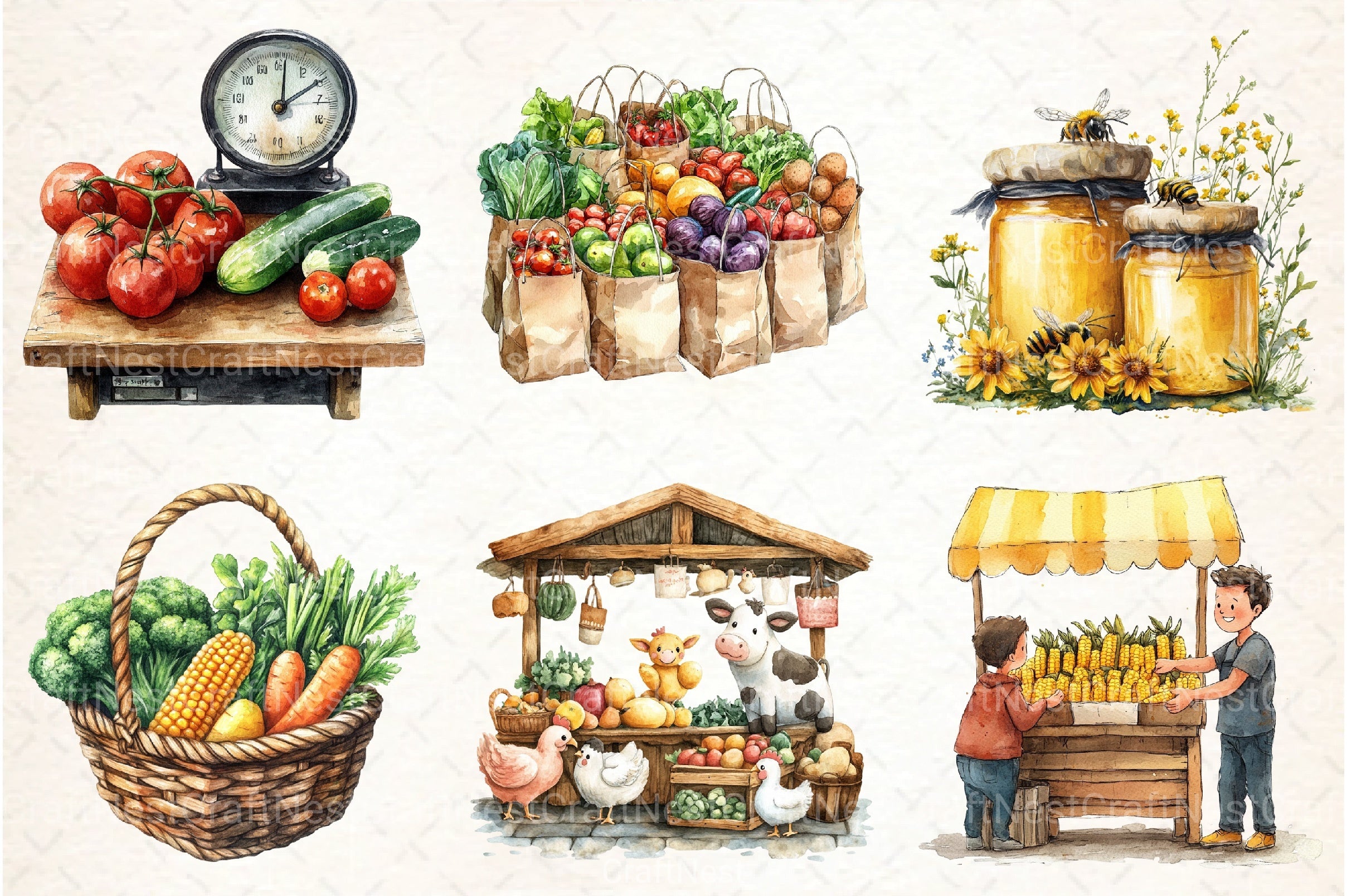 Farmer's Market Clipart Bundle 99 - CraftNest - Digital Crafting and Art