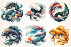Japanese Koi Fish Clipart Bundle - CraftNest - Digital Crafting and Art