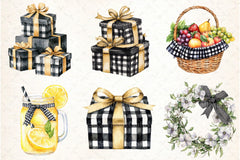Luxury Black Gingham Summer Clipart Bundle 99 - CraftNest - Digital Crafting and Art