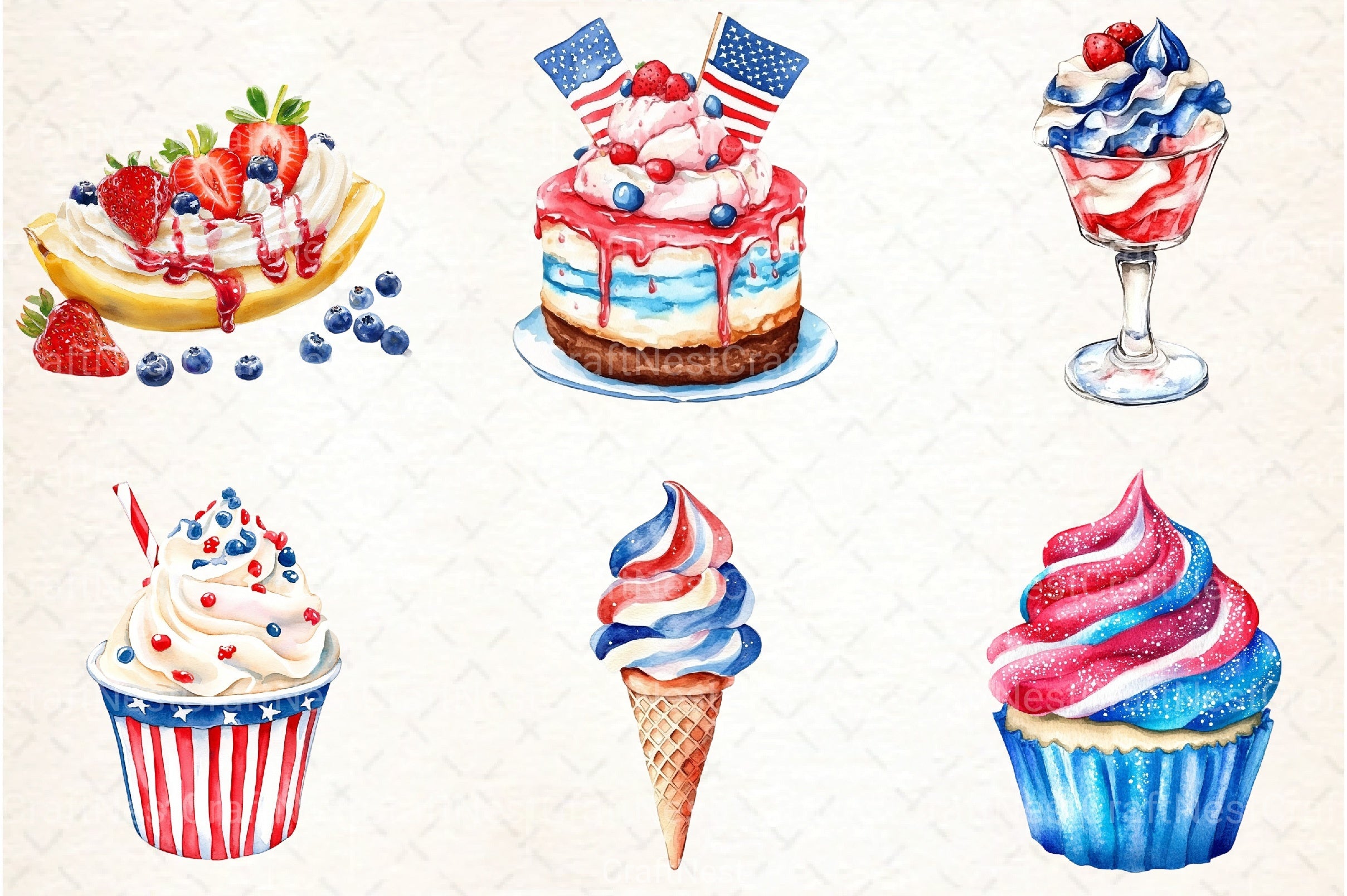 Patriotic 4th of July Ice Cream Clipart Bundle - CraftNest - Digital Crafting and Art