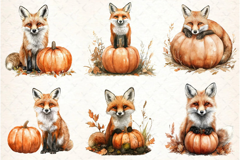 Fox with Pumpkin Patch Clipart Bundle - CraftNest - Digital Crafting and Art