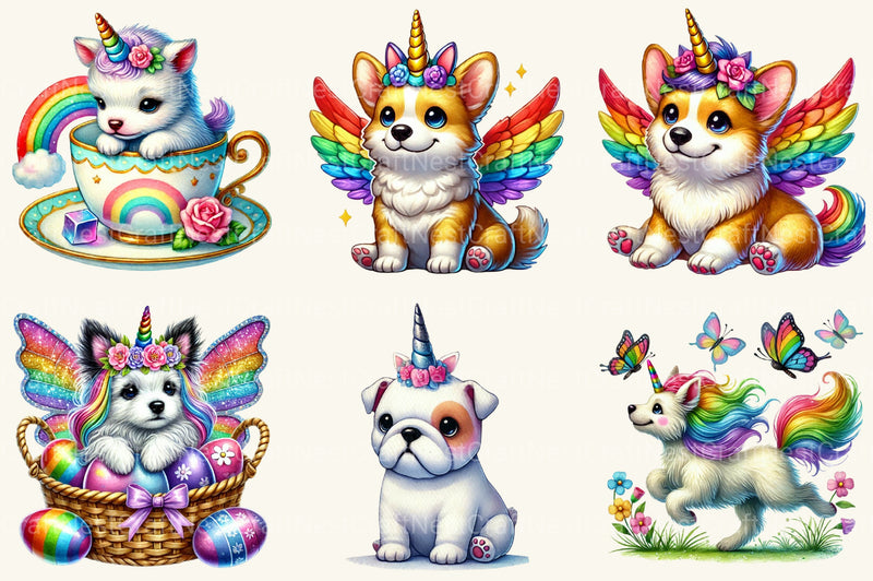 Unicorn Dogs Clipart Bundle - CraftNest - Digital Crafting and Art