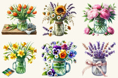 Flower Jar Clipart Bundle - CraftNest - Digital Crafting and Art