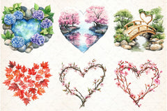 Japanese Garden Hearts Clipart Bundle - CraftNest - Digital Crafting and Art