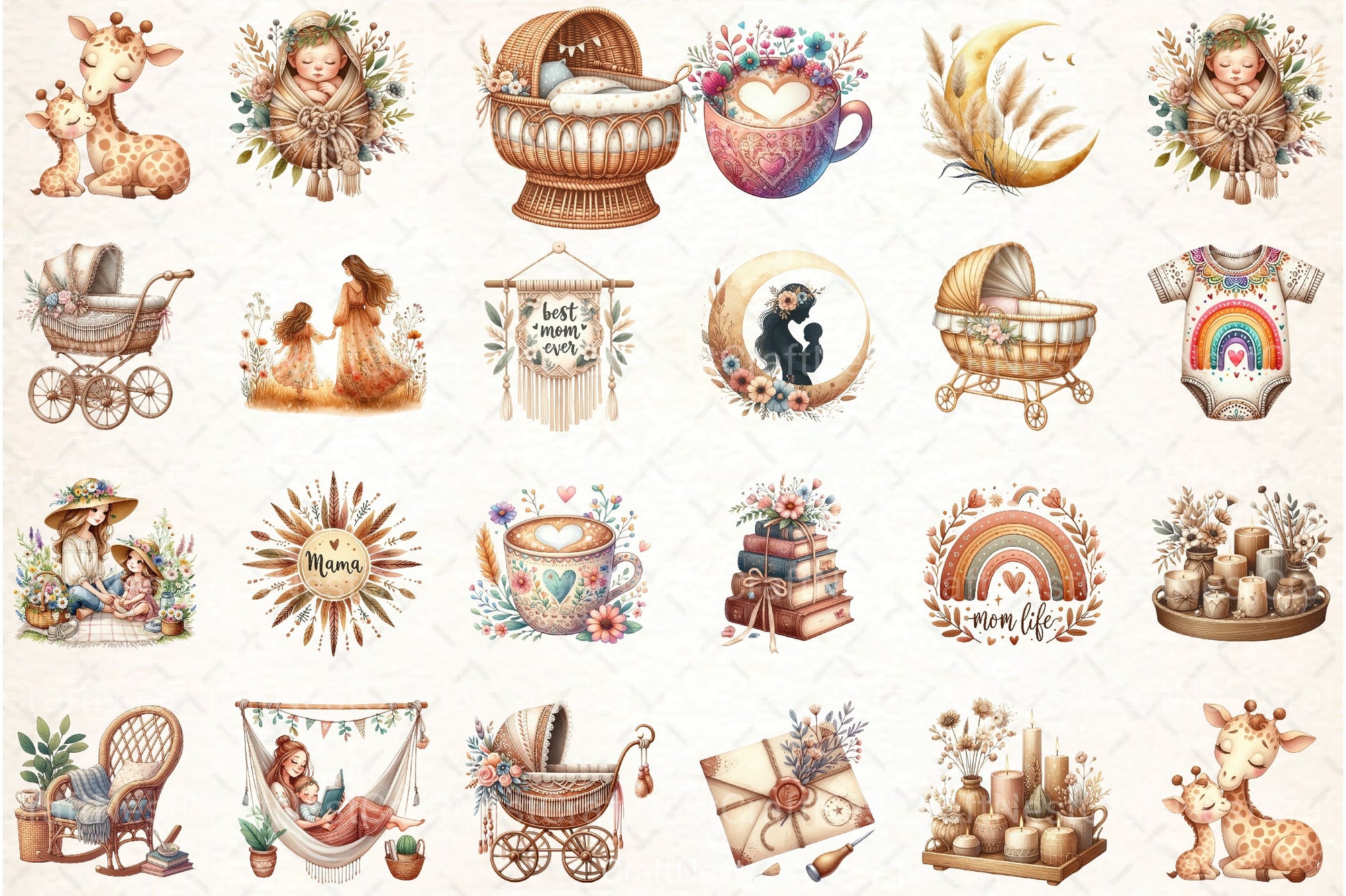 Boho Mother's Day Clipart Bundle 123 - CraftNest - Digital Crafting and Art