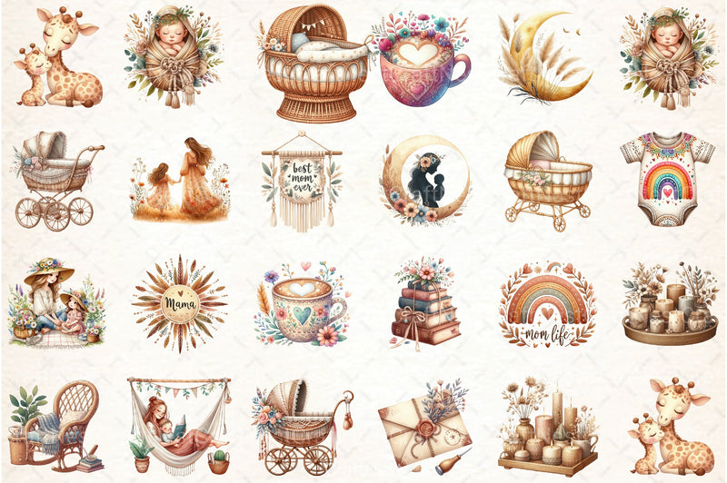 Boho Mother's Day Clipart Bundle 123 - CraftNest - Digital Crafting and Art