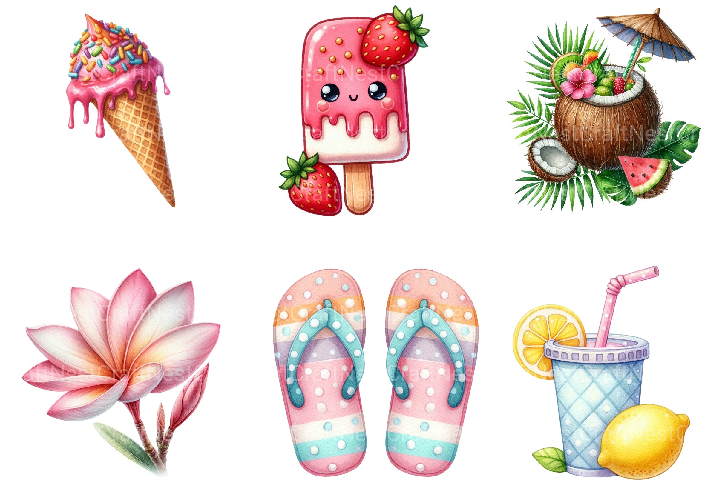 Cute Summer Beach Clipart Bundle 1 - CraftNest - Digital Crafting and Art