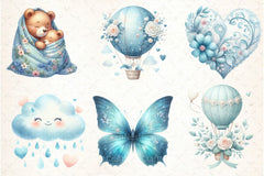 Soft Blue Mother's Day Clipart Bundle - CraftNest - Digital Crafting and Art