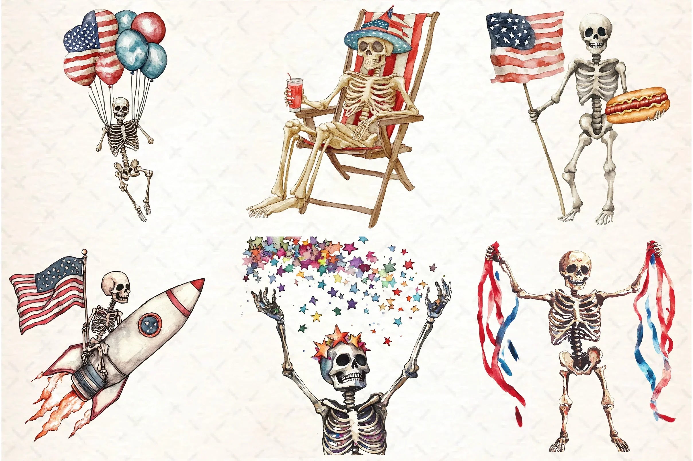 Skeleton 4th of July Clipart Bundle - CraftNest - Digital Crafting and Art