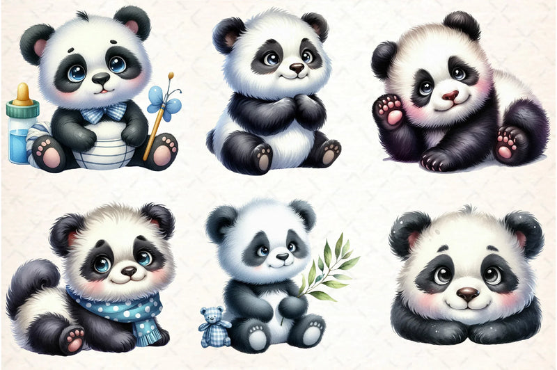 Cute Baby Panda Clipart Bundle - CraftNest - Digital Crafting and Art