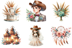 Western Boho Wedding Clipart Bundle - CraftNest - Digital Crafting and Art
