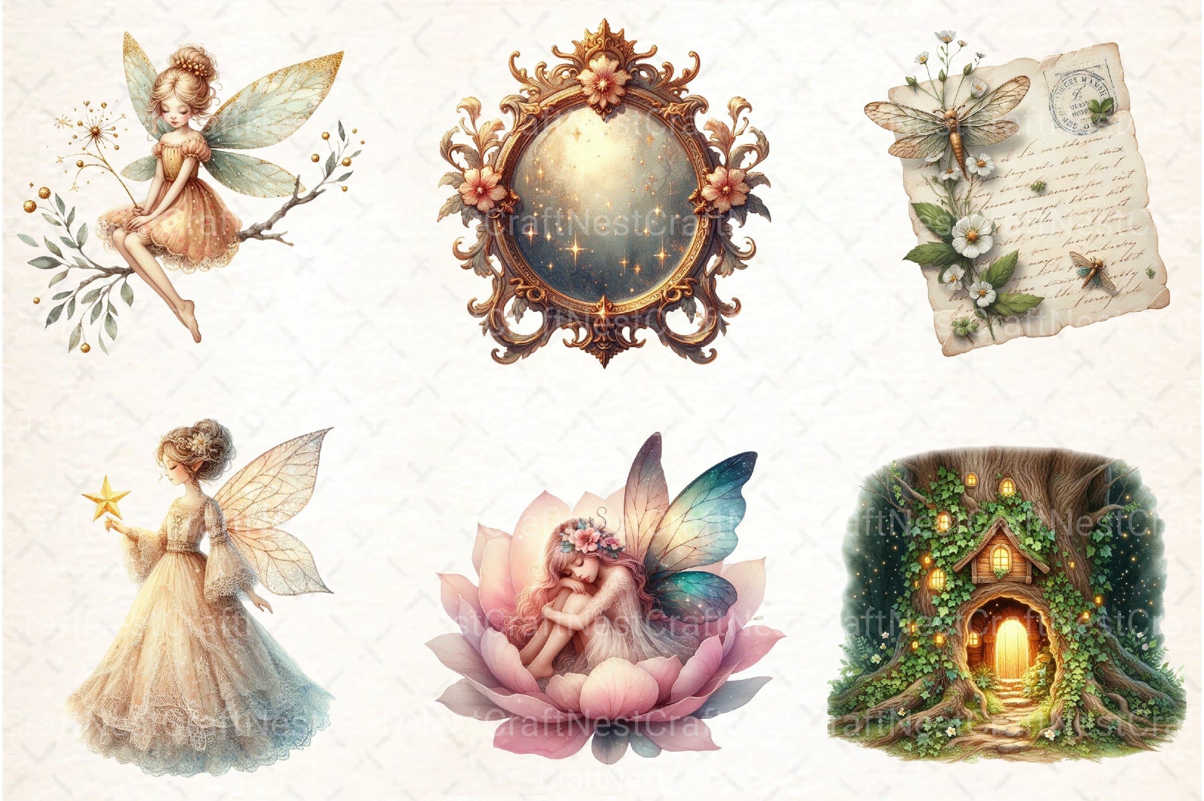 Fairy Forest Vintage Clipart Bundle - CraftNest - Digital Crafting and Art
