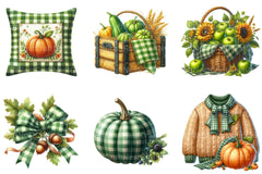 Green Gingham Autumn Clipart - CraftNest - Digital Crafting and Art