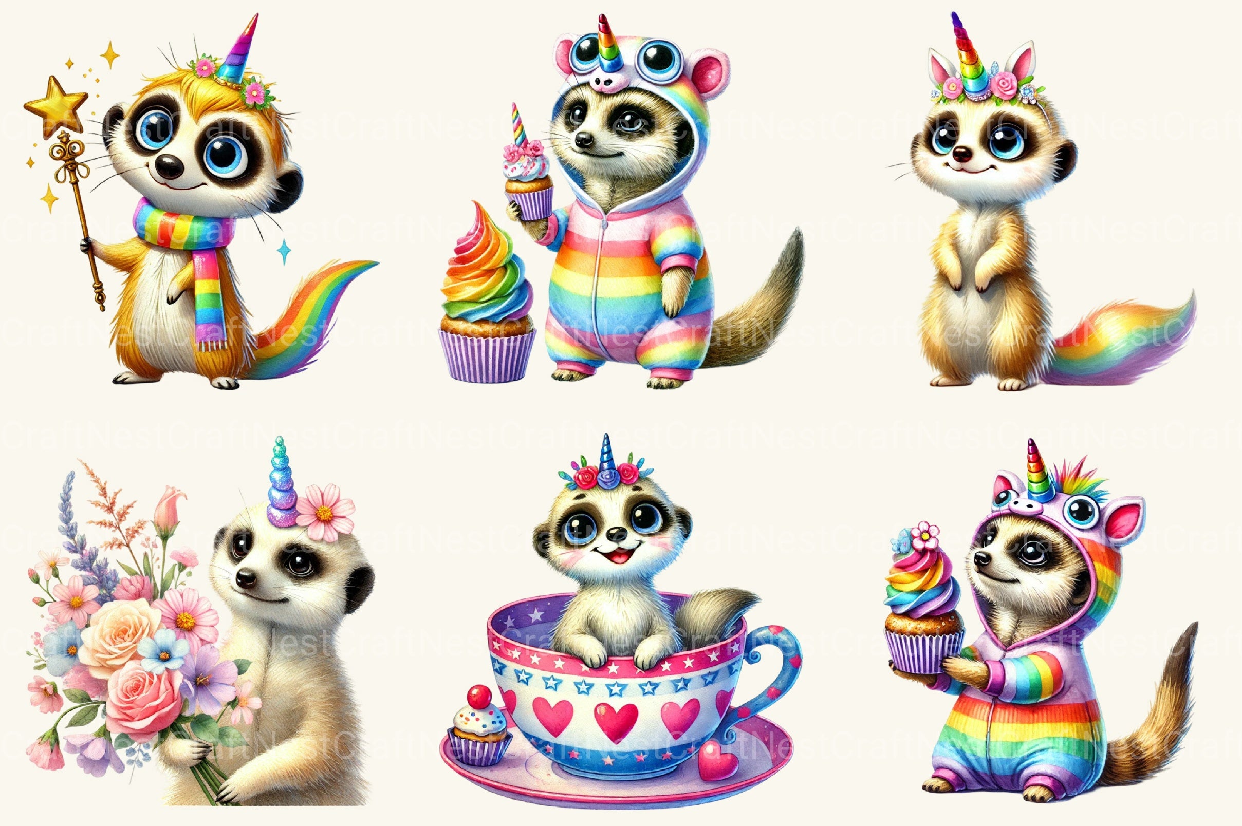 Unicorn Meerkat Clipart Bundle - CraftNest - Digital Crafting and Art