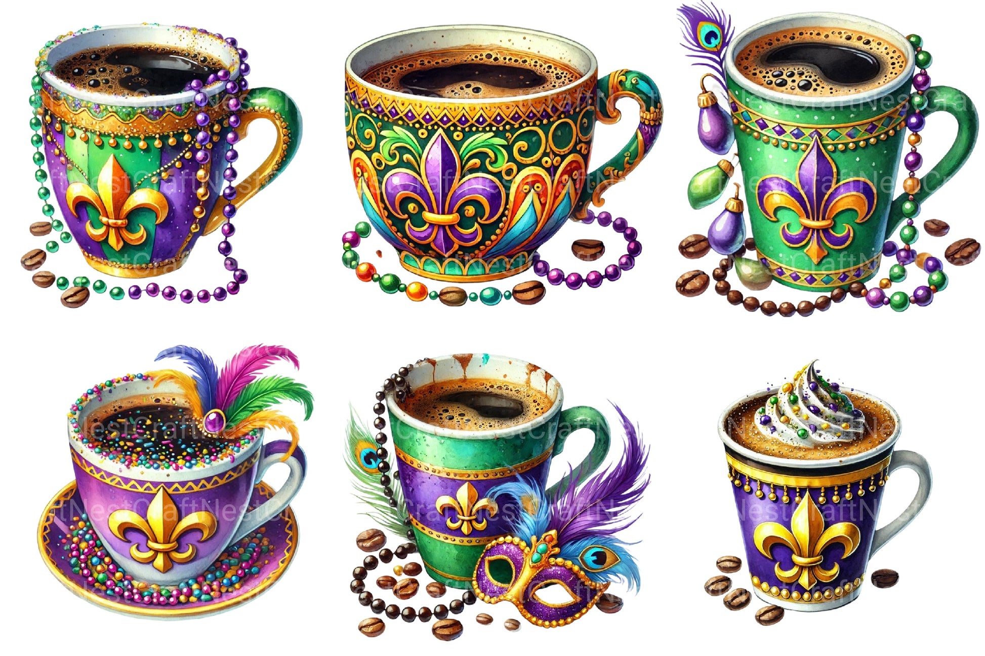 Mardi Gras Cup Clipart Bundle - CraftNest - Digital Crafting and Art