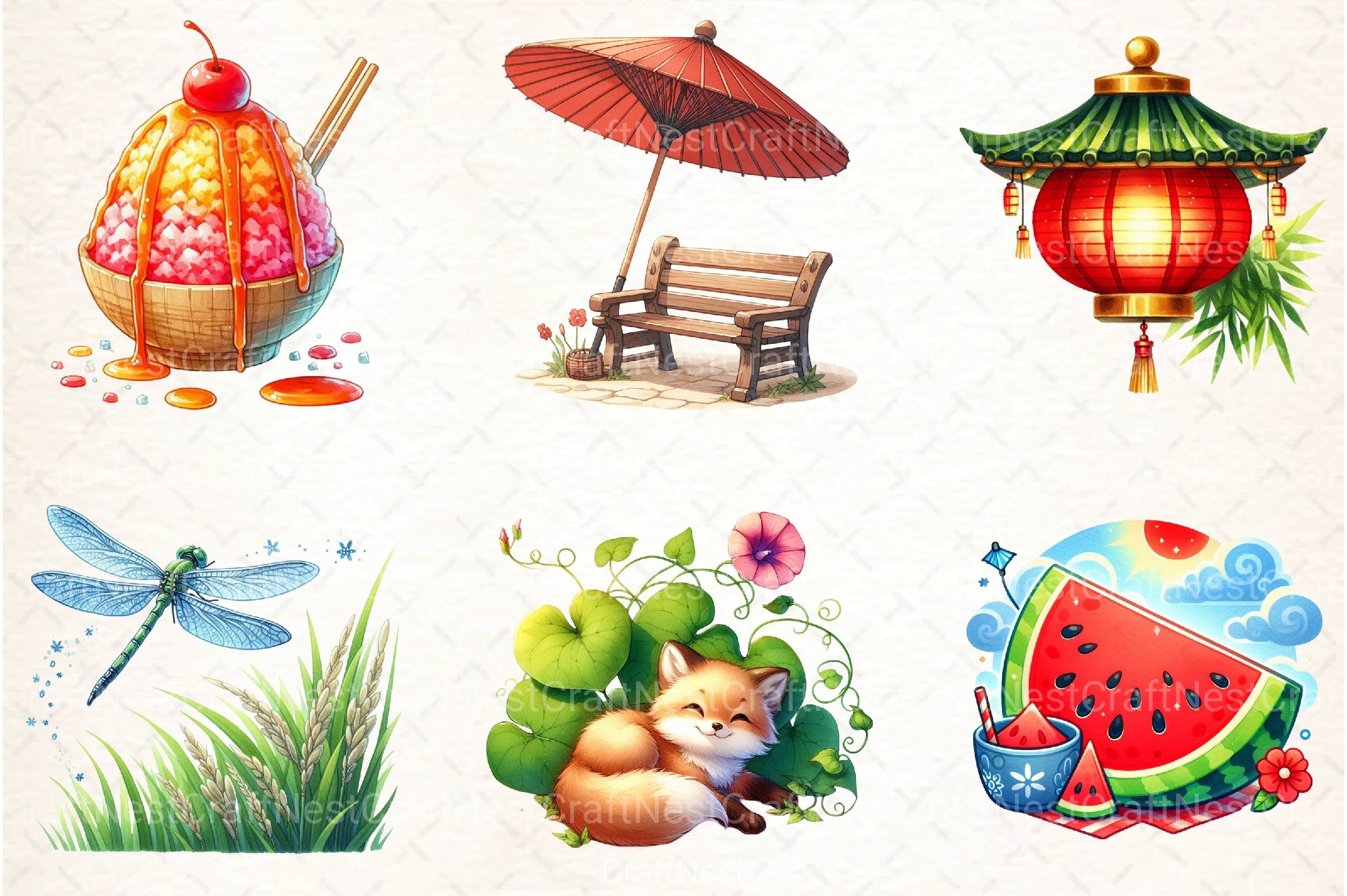 Japanese Summer Clipart Bundle - CraftNest - Digital Crafting and Art