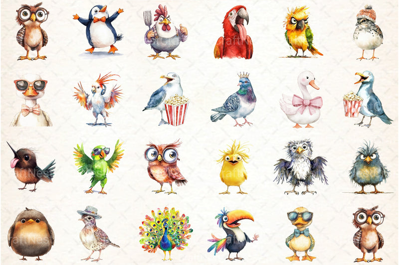 Funny Cartoon Birds Clipart Bundle - CraftNest - Digital Crafting and Art