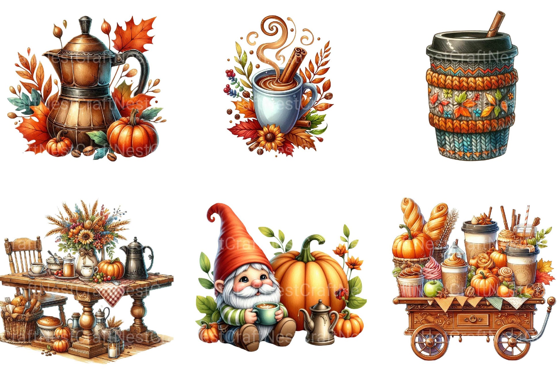 Fall Coffee Clipart - CraftNest - Digital Crafting and Art